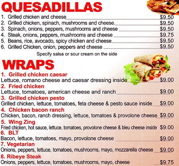 QUESADILLAS, WRAPS & BURRITOS primospizzeria