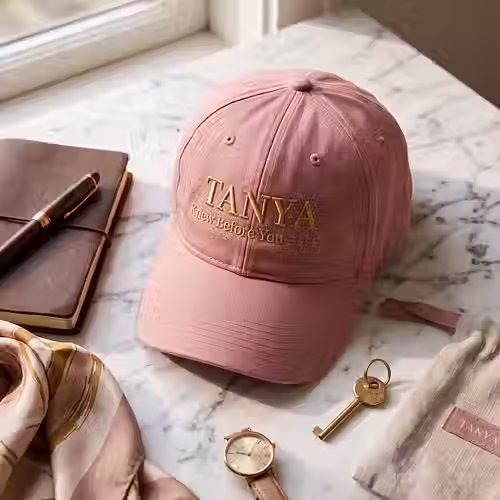 Pink eye mask with gold TANYA text