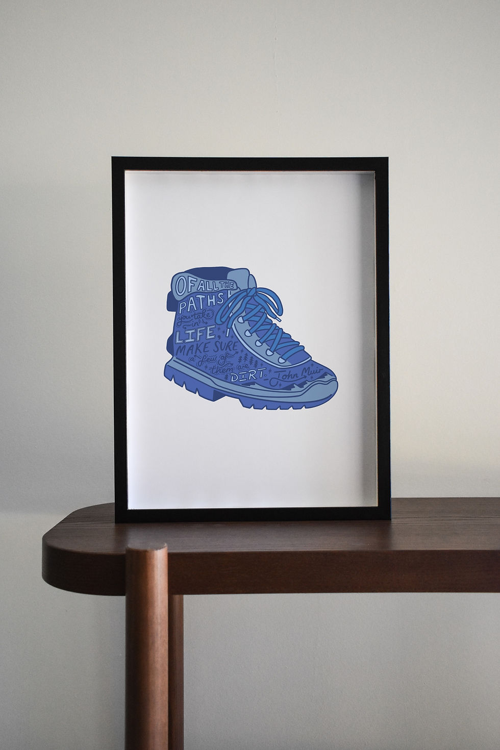 Thumbnail: John Muir Quote Art Print – Hiking Boot Illustration for Nature Lovers