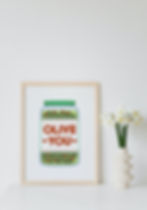 Thumbnail: Olive You Art Print – Pun Wall Art for Kitchen or Gallery Wall