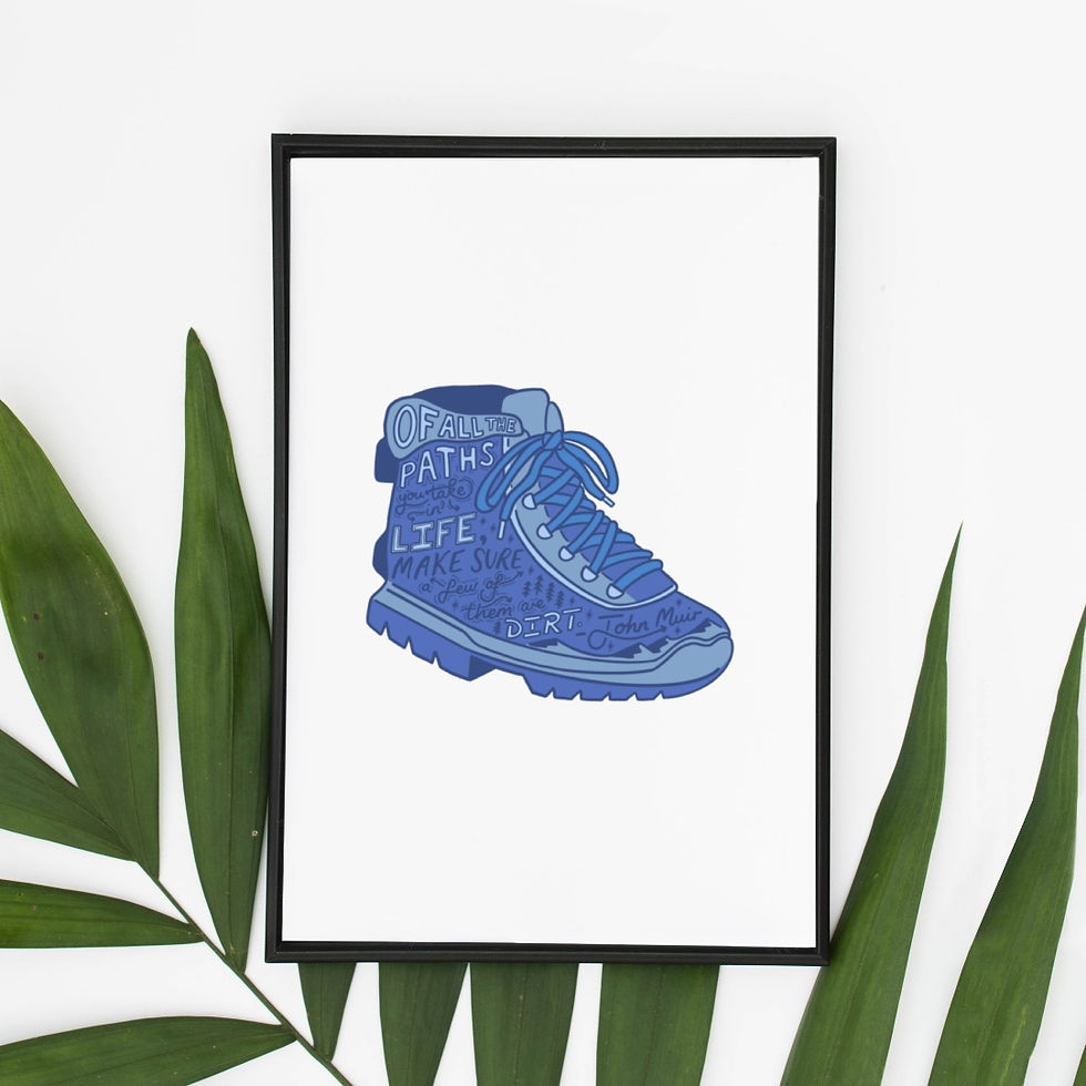 Thumbnail: John Muir Quote Art Print – Hiking Boot Illustration for Nature Lovers