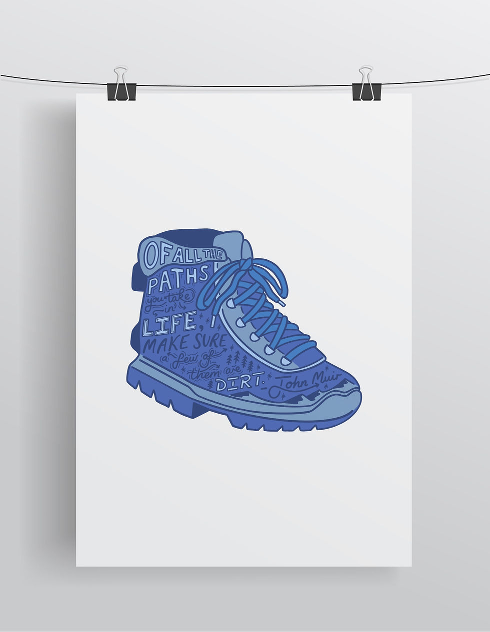 Thumbnail: John Muir Quote Art Print – Hiking Boot Illustration for Nature Lovers