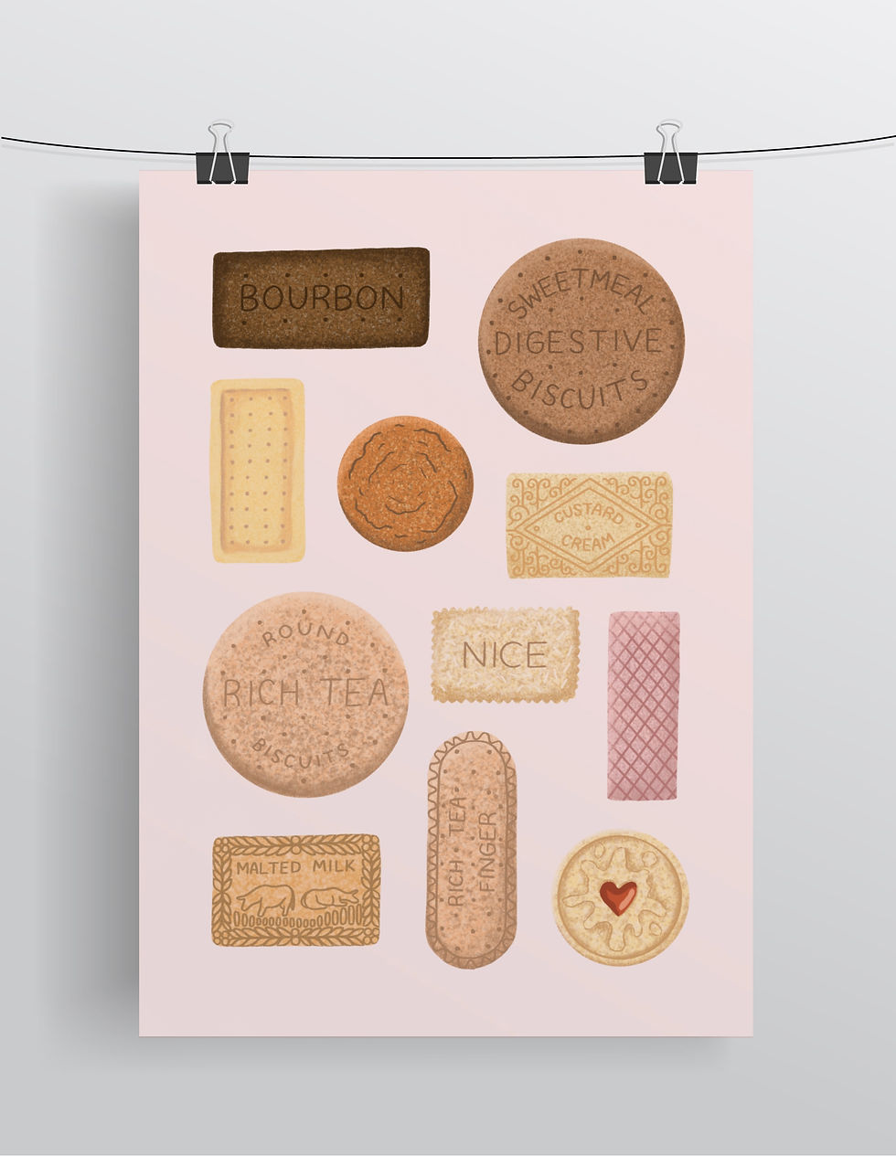 Thumbnail: British Biscuits Art Print – Illustrated Biscuit Lover’s Wall Art