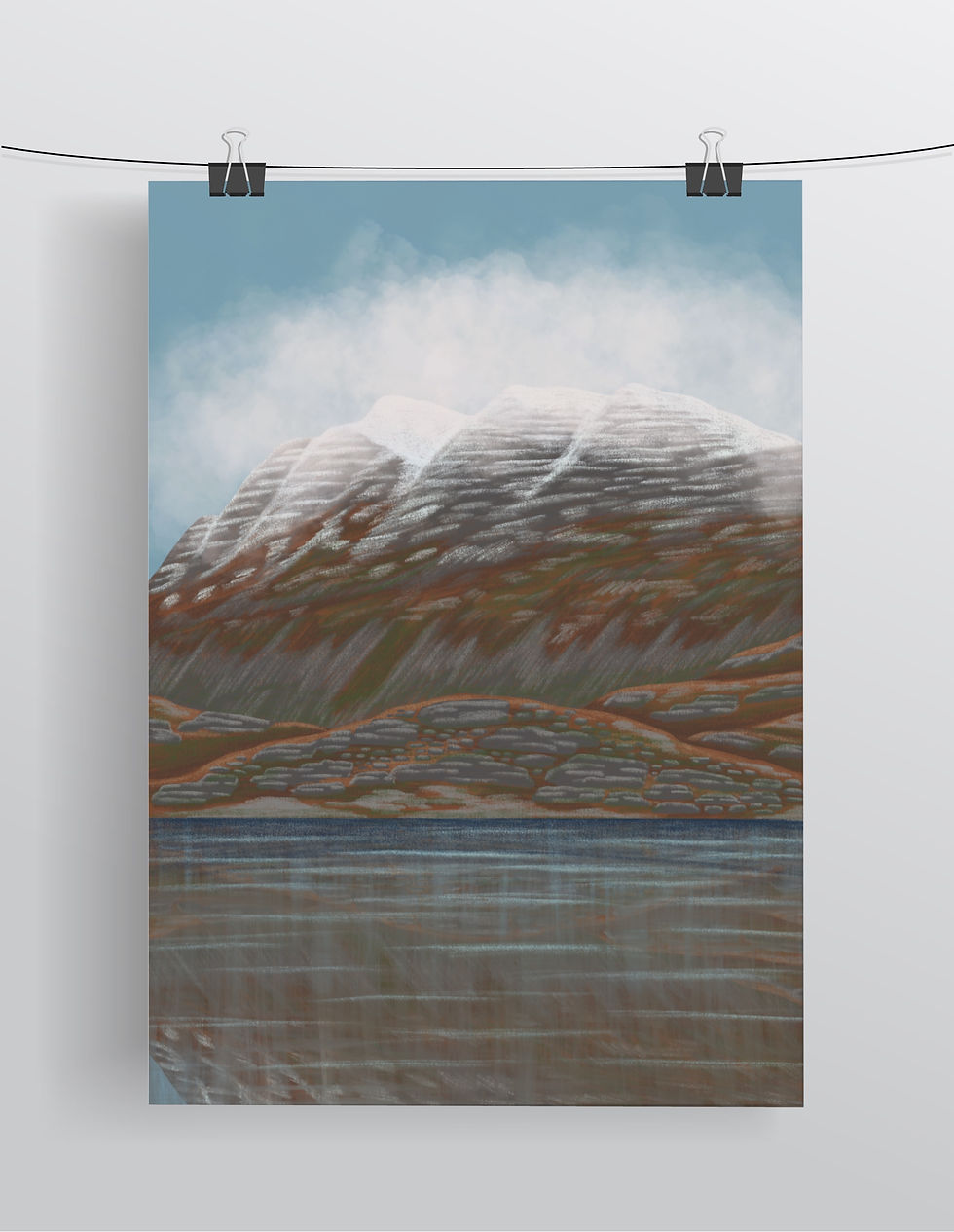 Thumbnail: Misty Mountain Landscape Art Print – Nature Wall Art Inspired by Loch Maree