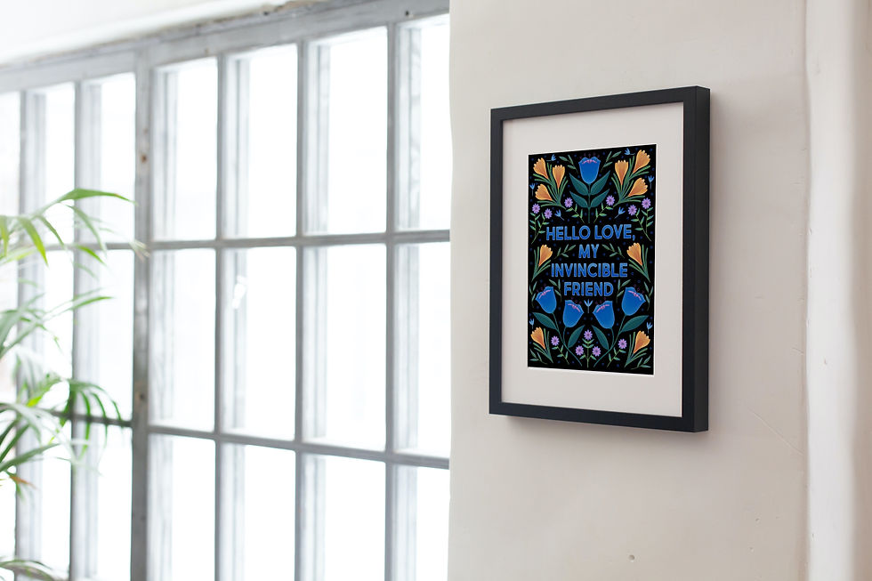 Thumbnail: Hello Love, My Invincible Friend Art Print – Inspirational Floral Wall Art