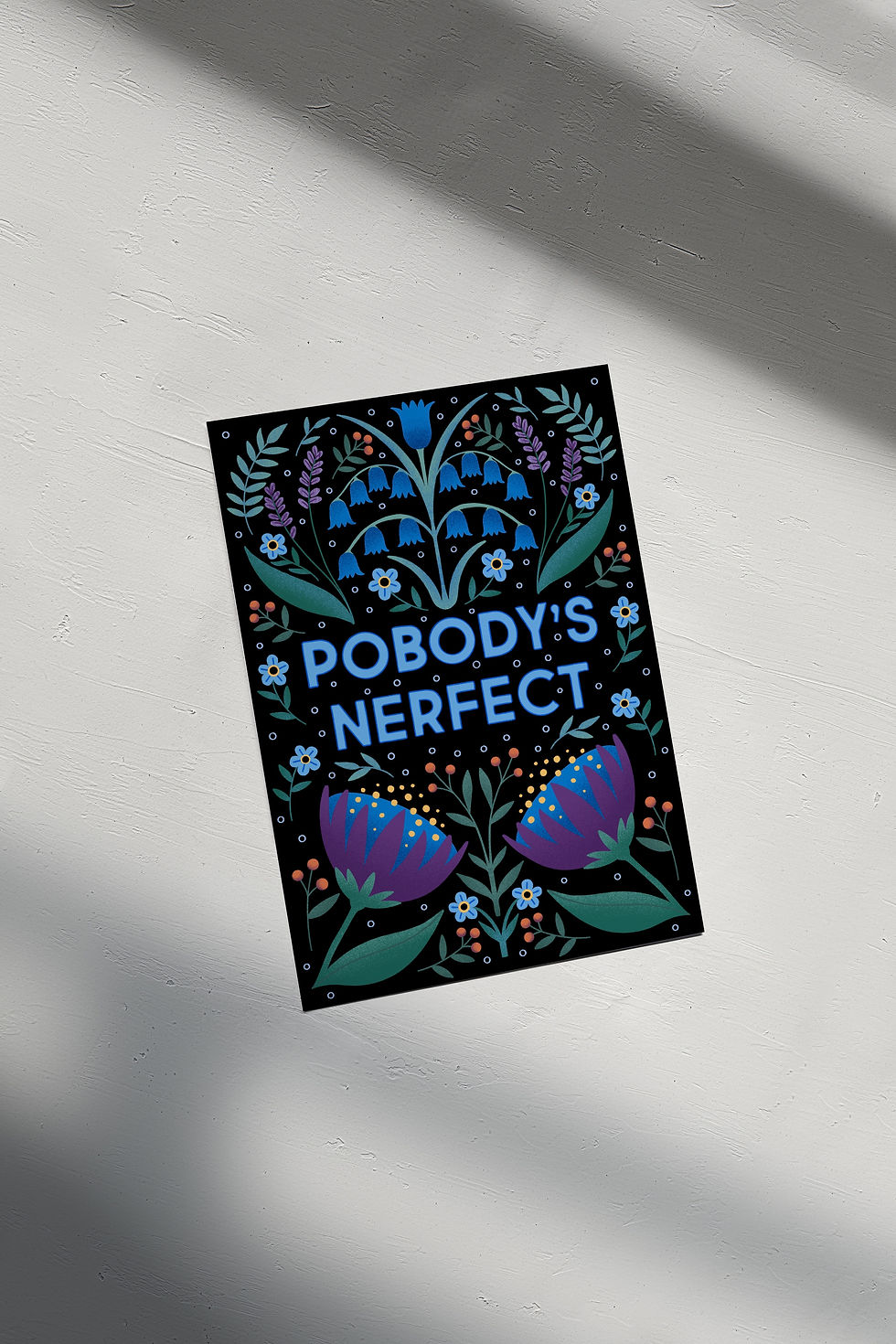Thumbnail: Pobody’s Nerfect Art Print – Funny Motivational Wall Art with Folk Florals