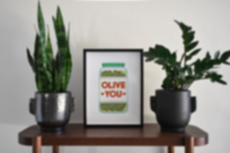 Olive You Art Print – Pun Wall Art for Kitchen or Gallery Wall