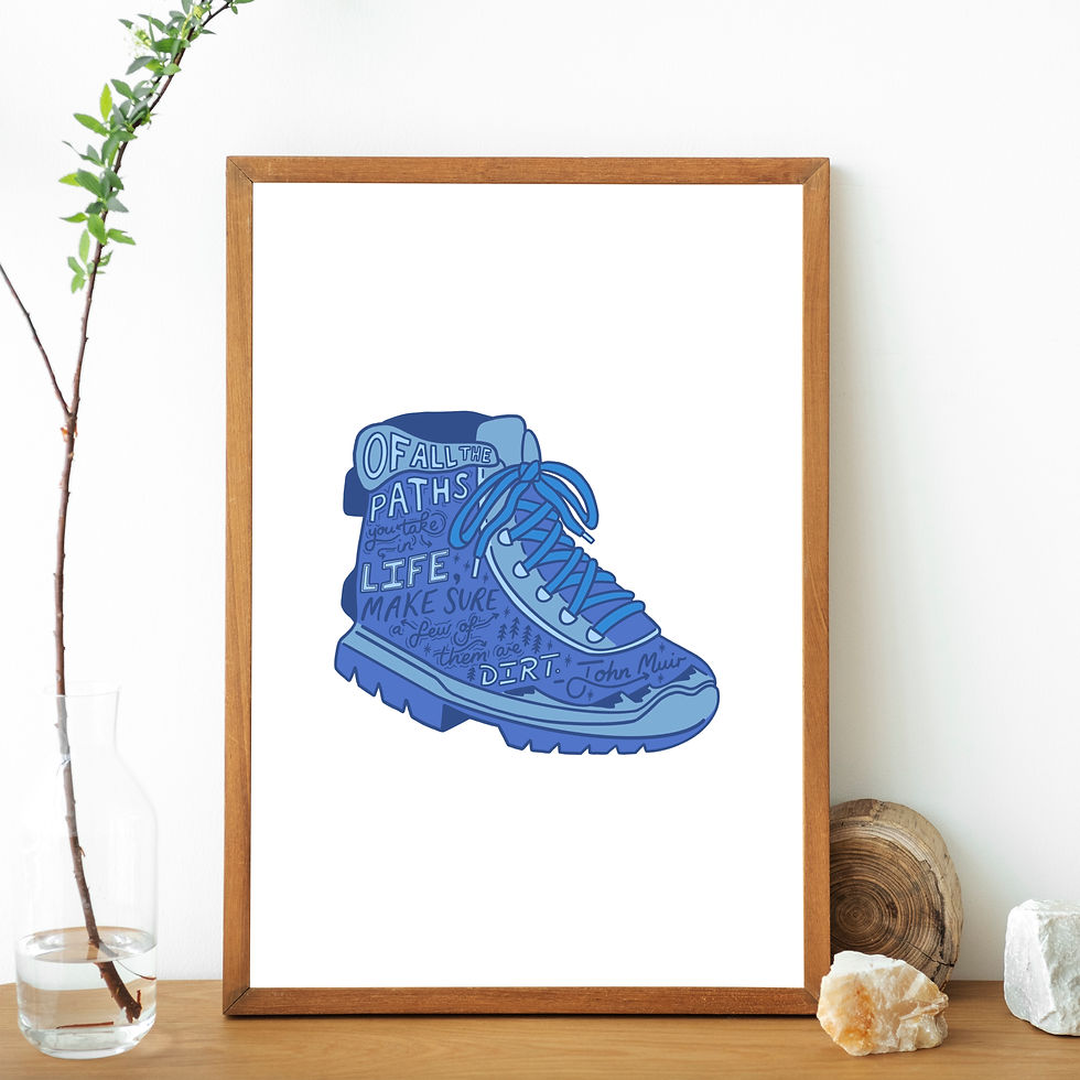 Thumbnail: John Muir Quote Art Print – Hiking Boot Illustration for Nature Lovers