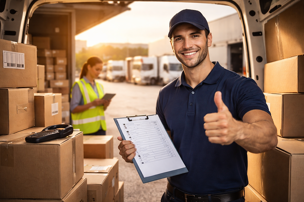 Efficient logistics network showing delivery trucks, warehouses, and real-time tracking systems improving delivery speed and customer satisfaction.