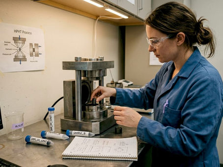 Lab technician preparing diamond from memory