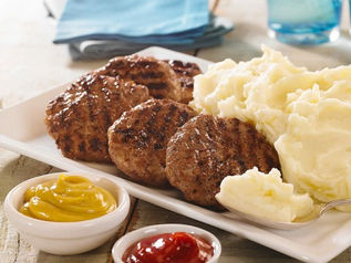 HAMBURGUESAS CASERAS CON PURÉ