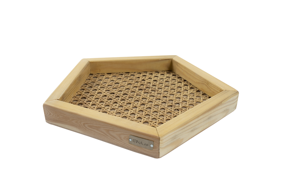 Küçük resim: Beşgen Dekoratif Rattan Tepsi