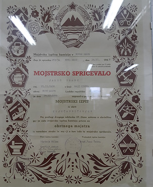 Mojstersko spričevalo - Jakoš Franc