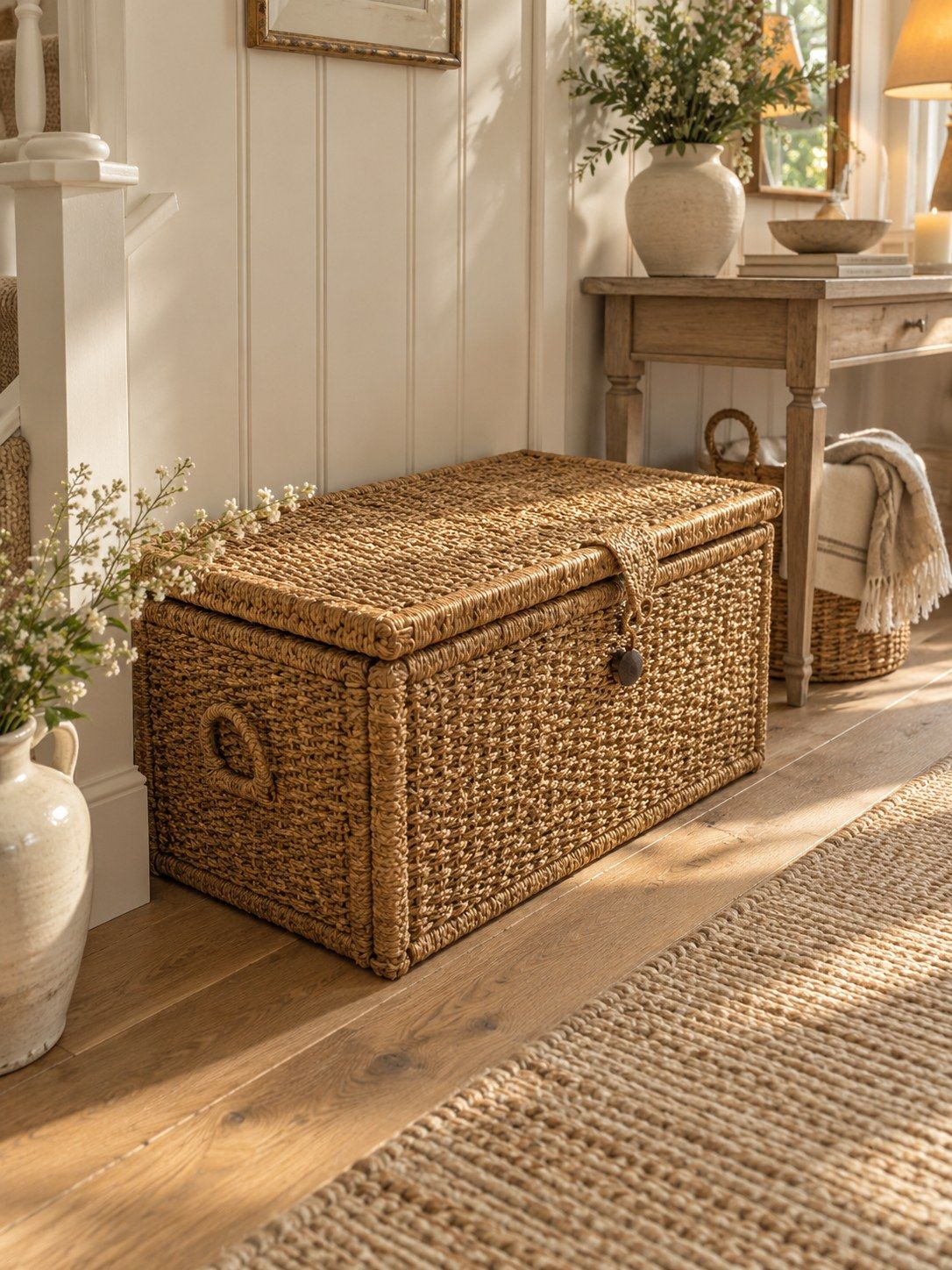Seagrass storage trunk, vintage storage from The Chestnut Studio