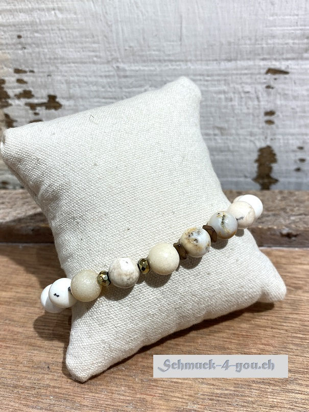 arubaS - Armband Opal creme mit Hämatit