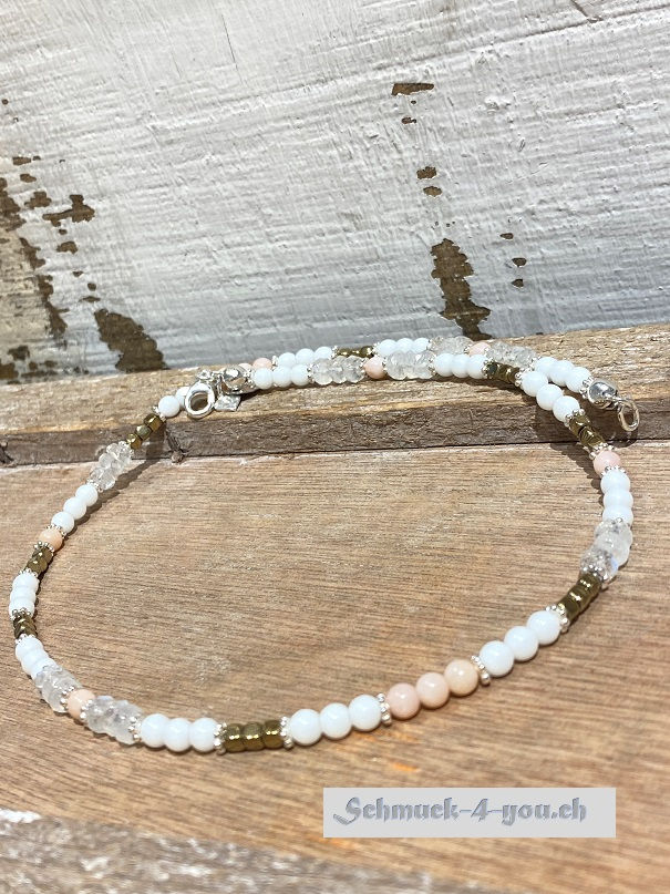 arubaS - Jade, Andenopal, Mondstein, Hämatit und Silberzwischenteile