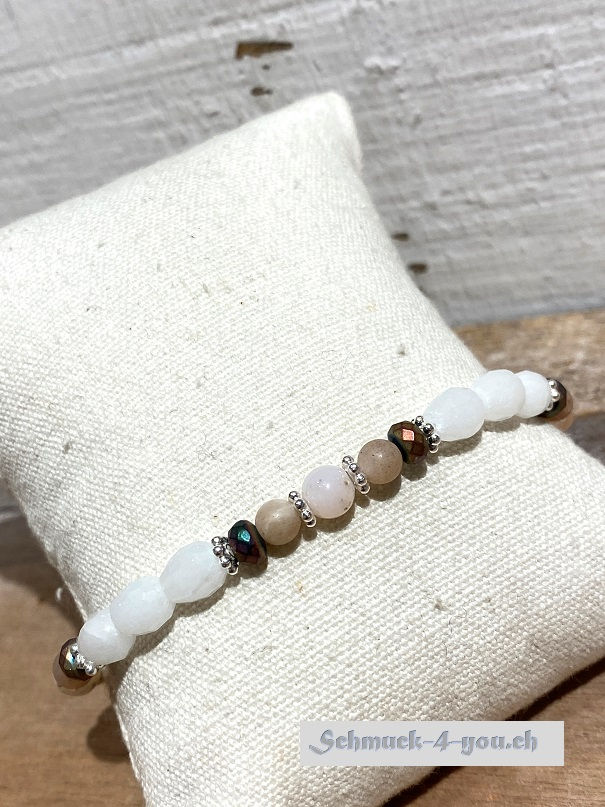 arubaS Armband mit Jade weiss, Pink Opal & Mondstein