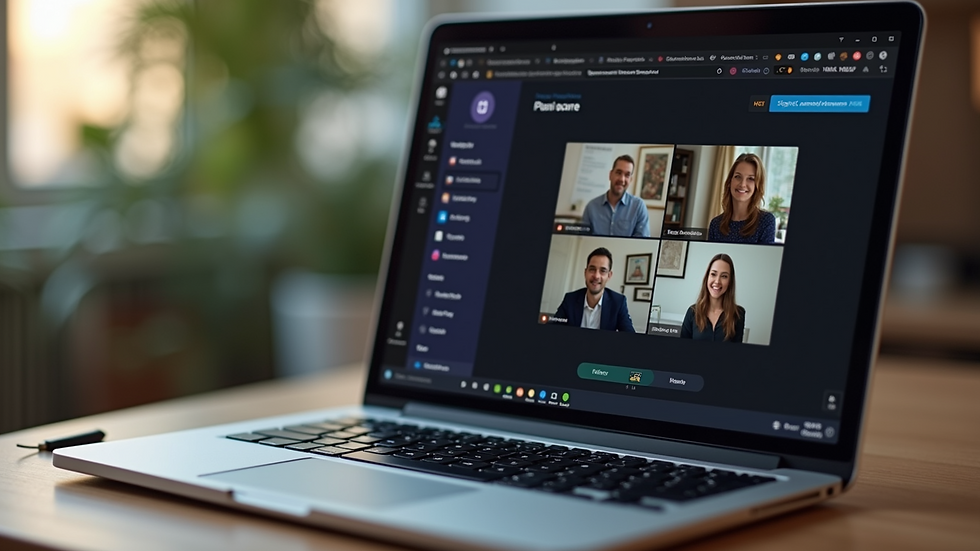 Close-up view of a laptop screen showing a Microsoft Teams meeting interface