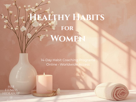Woman building healthy daily habits such as hydration, nutrition and movement to improve wellbeing and fitness.