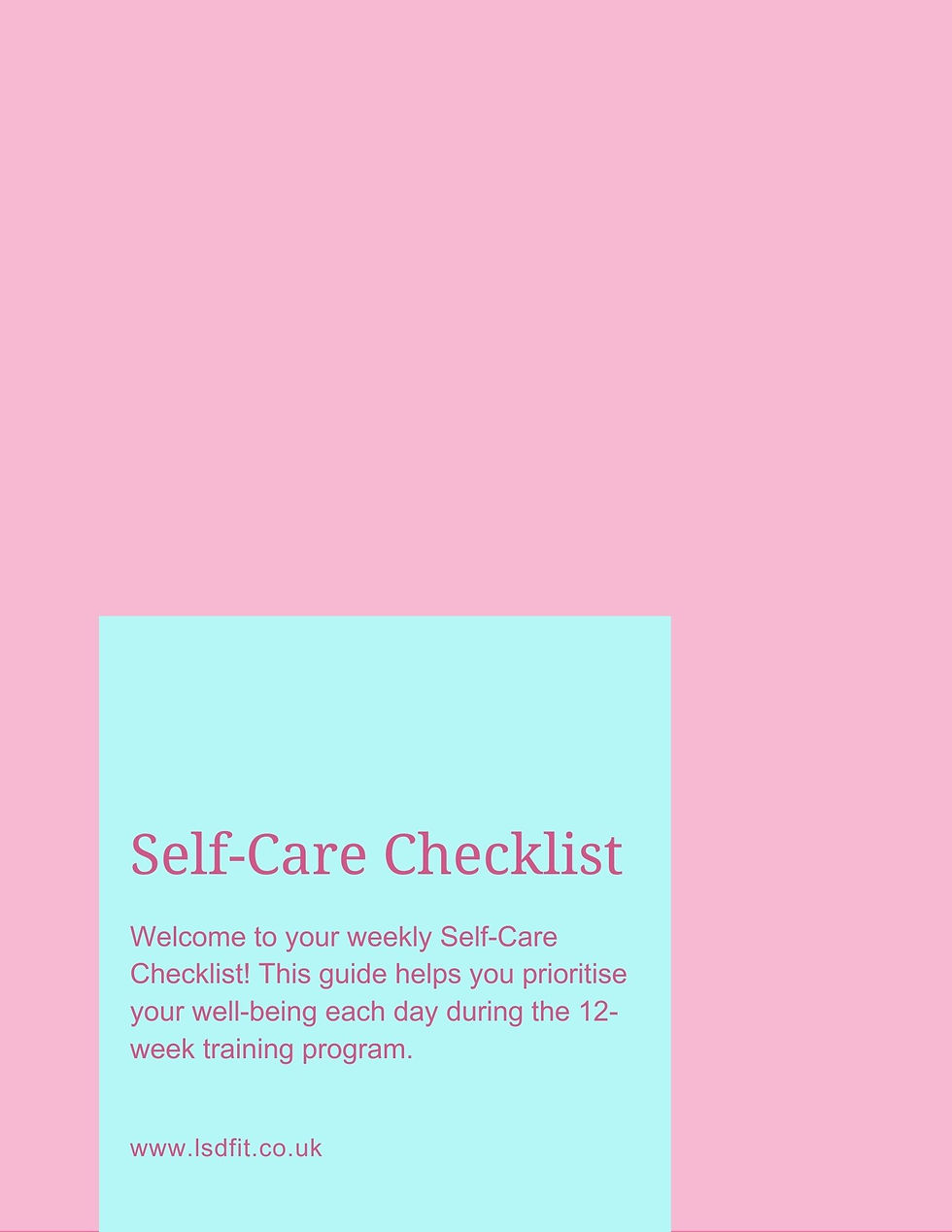 Thumbnail: pink and blue background self care checklist