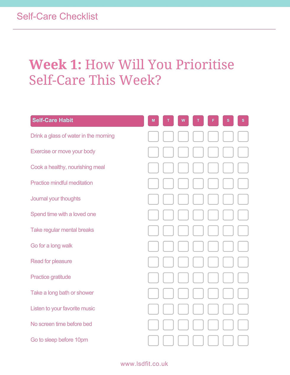 Thumbnail: view of a self care checklist