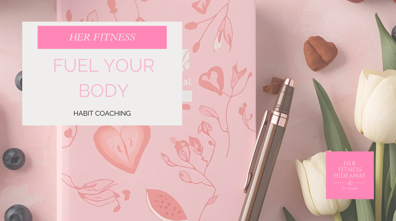 A feminine, wellness-themed image representing healthy eating habits for women