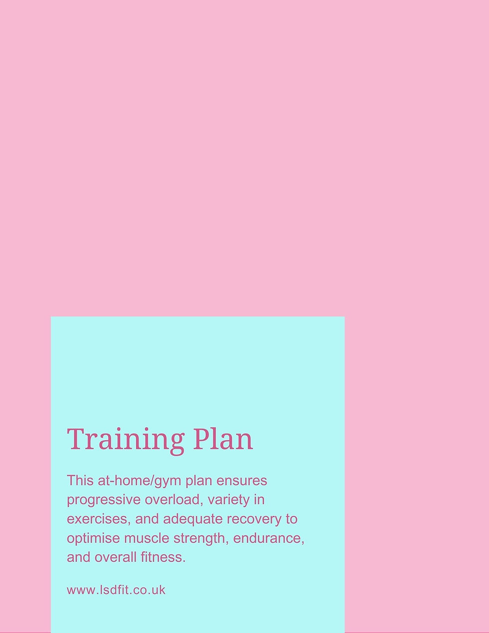 Thumbnail: pink and blue page background with pink writing training plan