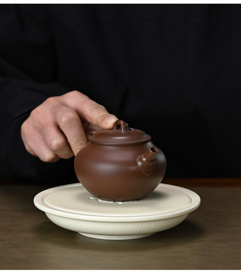 縮圖：Bamboo Drum Persimmon Round Teapot