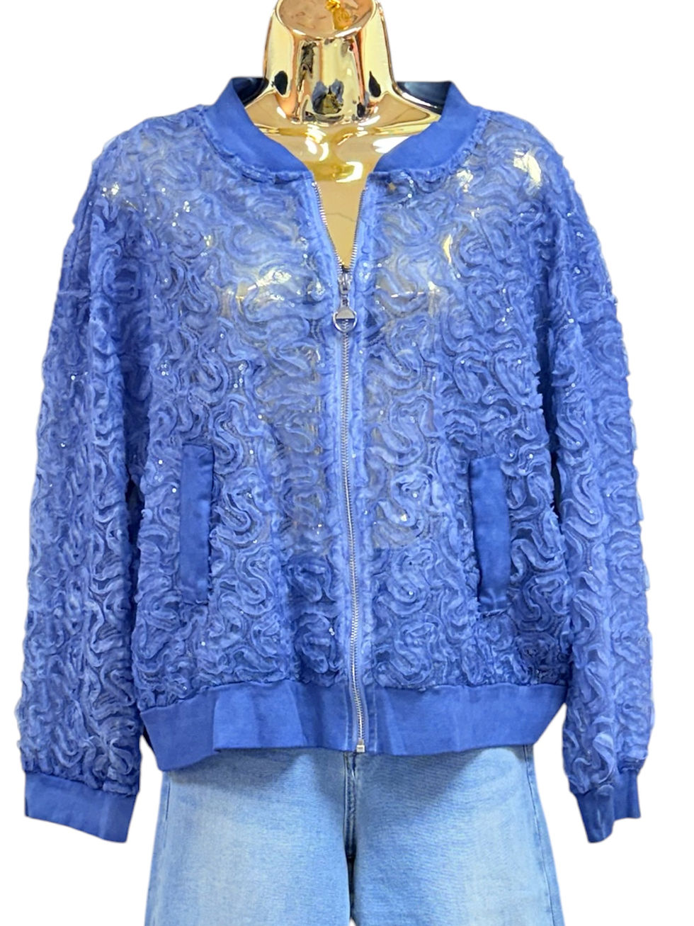 Thumbnail: Blue embroidery sparkle jacket 