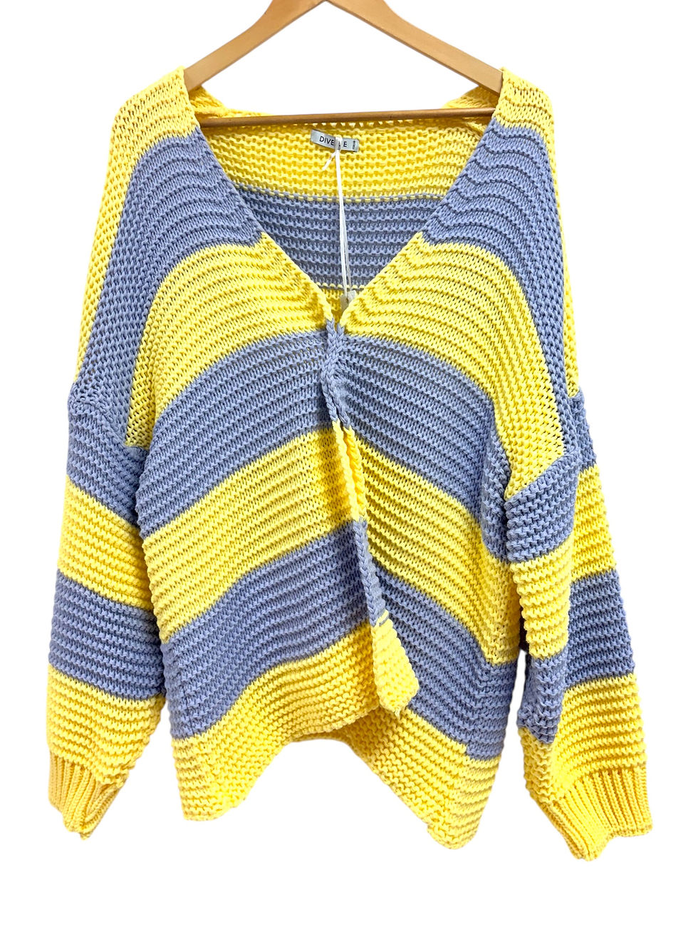 Thumbnail: Lilac and butter yellow chunky knit 