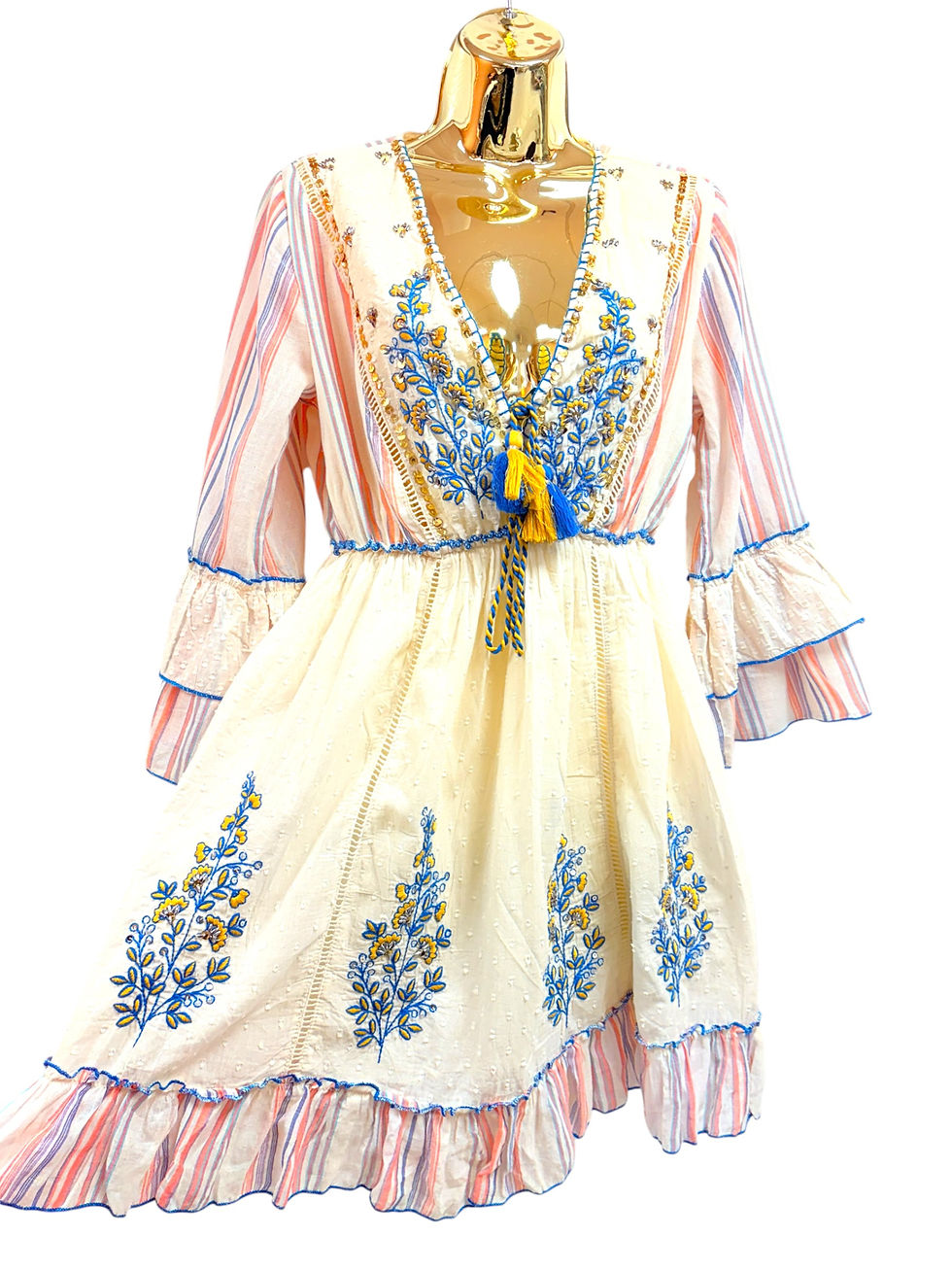 Thumbnail: Short boho striped dress