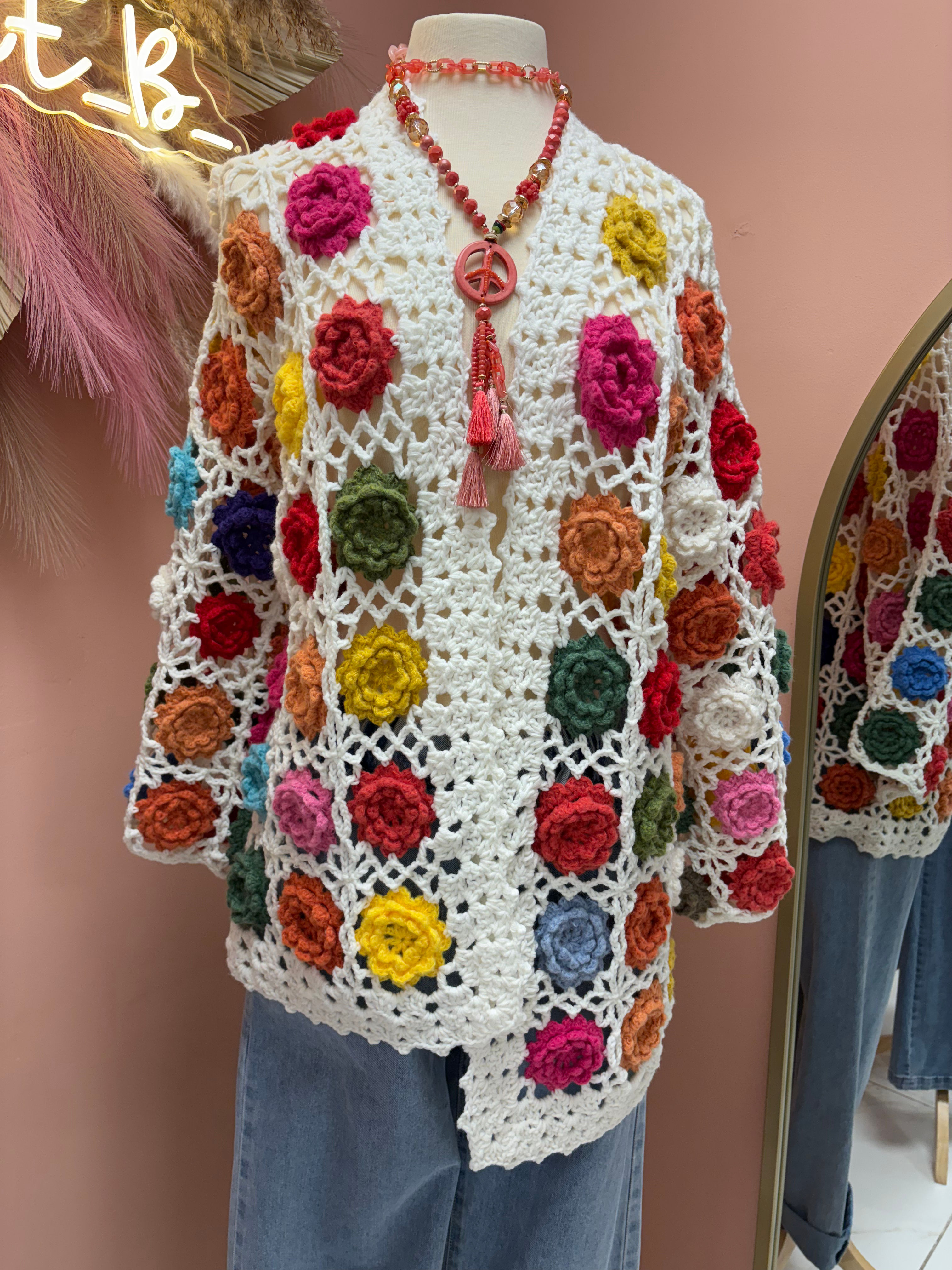 Beautiful crochet flower cardigan 