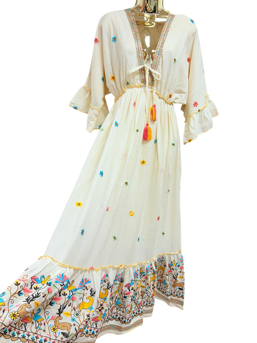 Thumbnail: Cream embroidered maxi