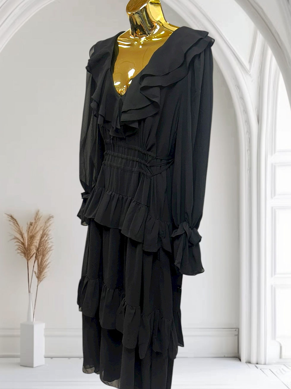 Thumbnail: Jovie black ruffle dress 