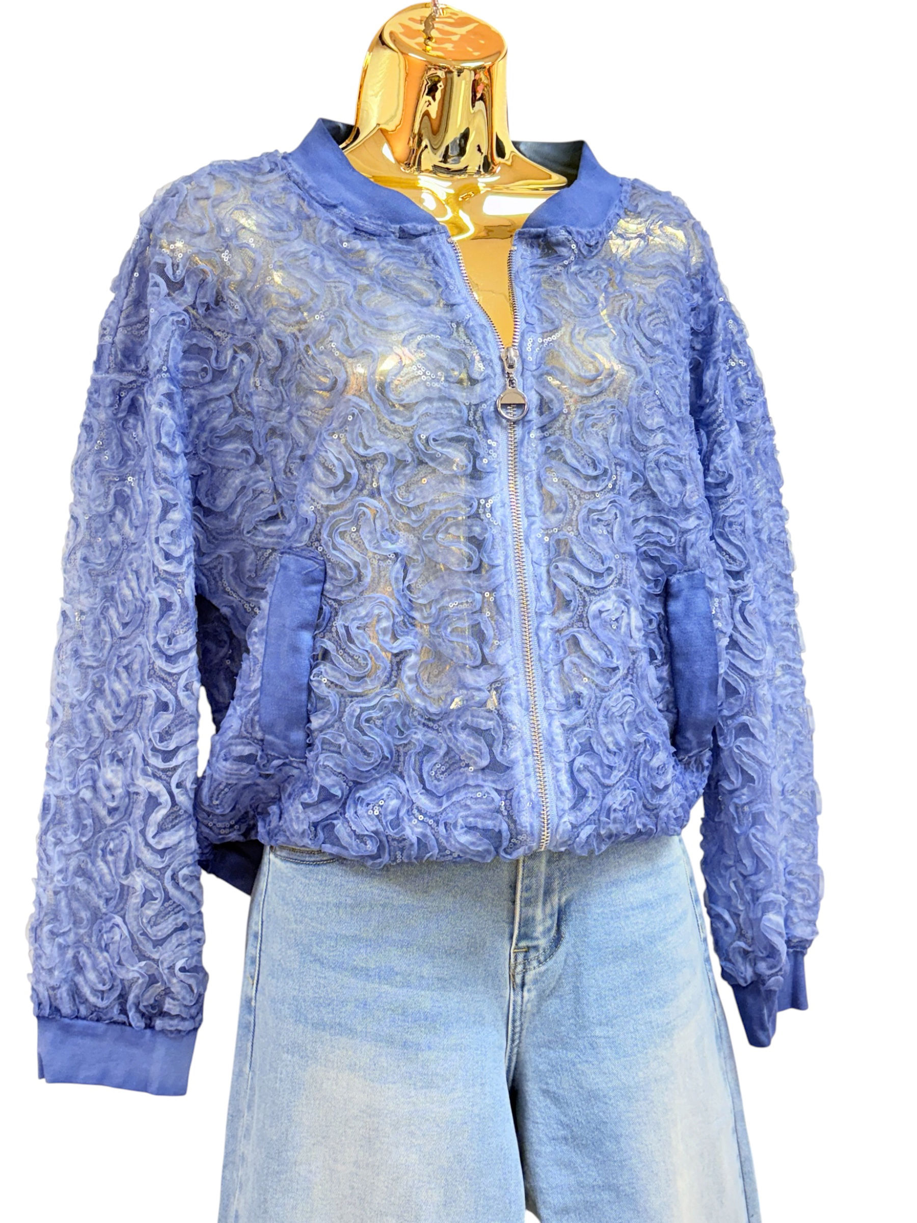 Blue embroidery sparkle jacket 