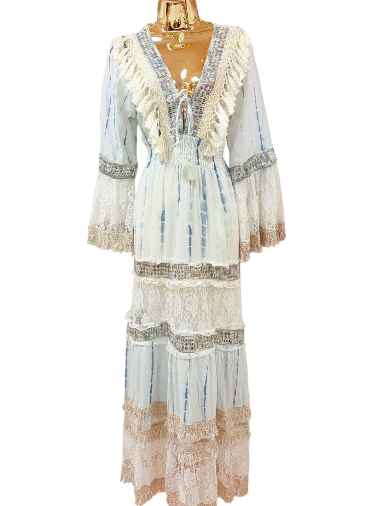 Lace boho style long maxi dress 