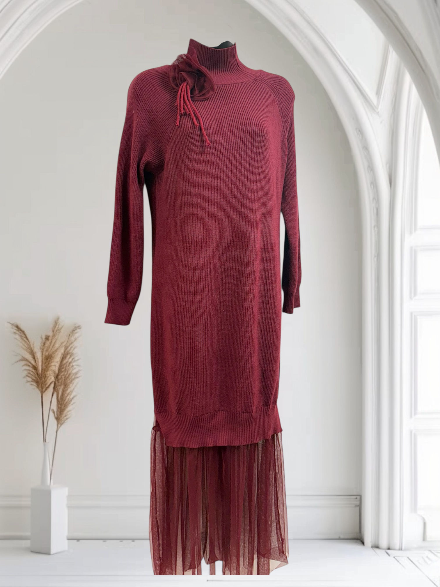 Burgundy knit dress 