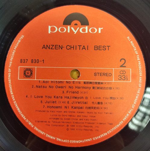 安全地帯Anzen Chitai ‎– I Love You kara Hajimeyoh | 港膠所Vinyl HK