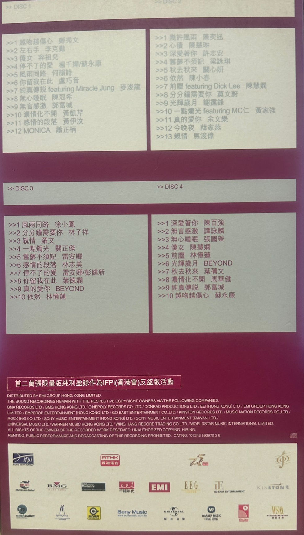 縮圖：群星 - 香港廣播75年金曲銀禧紀念CD ( 4 CD)