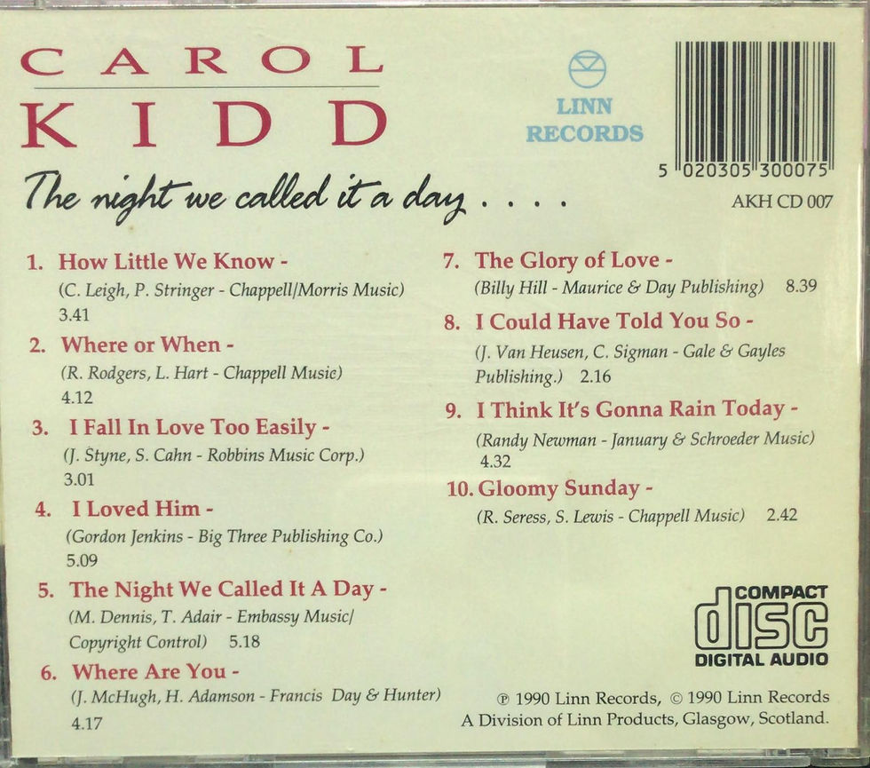 Carol Kidd - The Night We Called It A Day. | cdhkonline.com