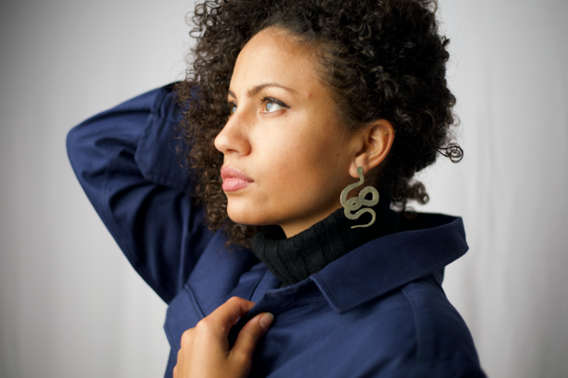 Brass Snake Earring