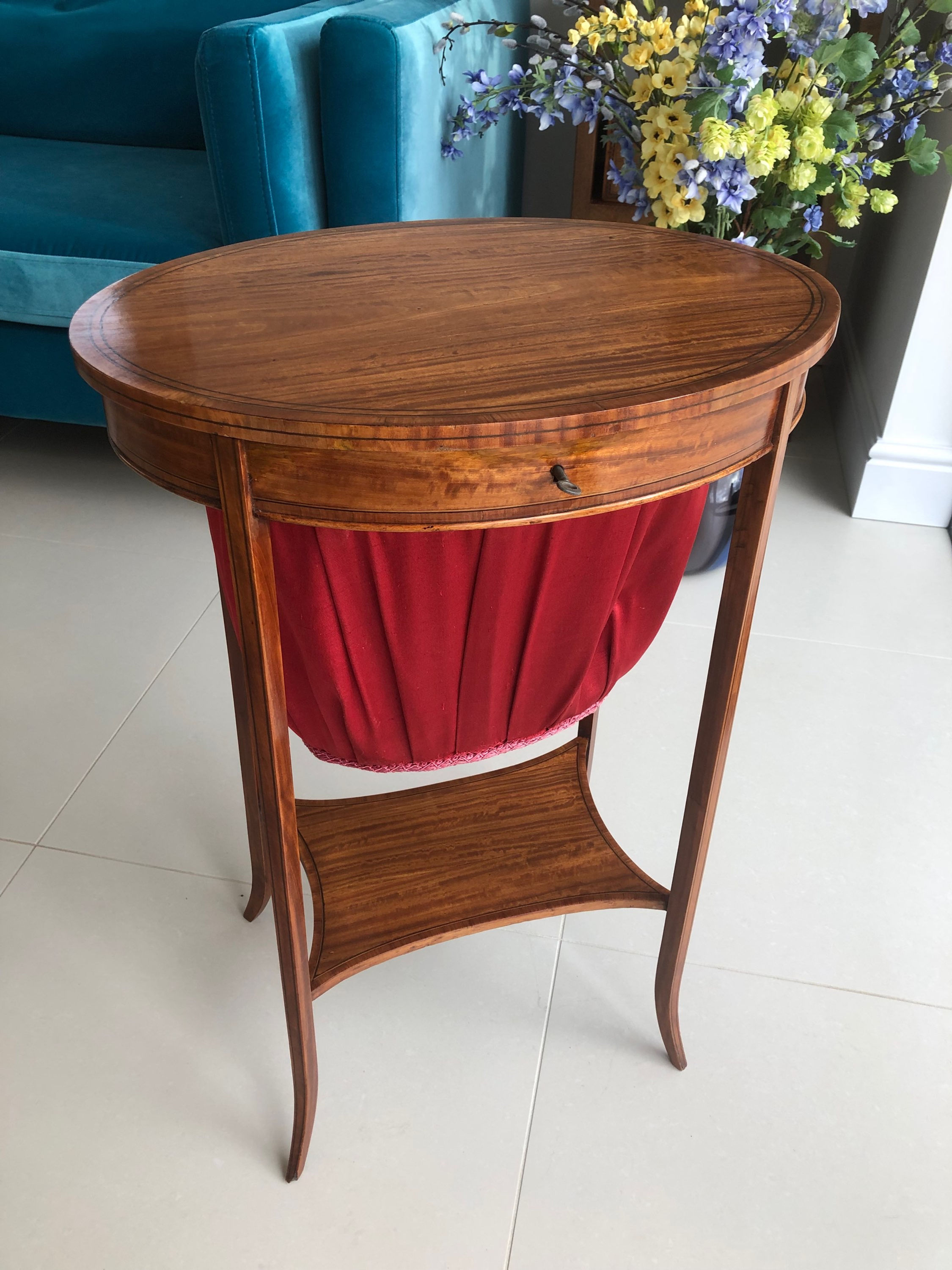 Edwardian Satinwood Oval Sewing Table