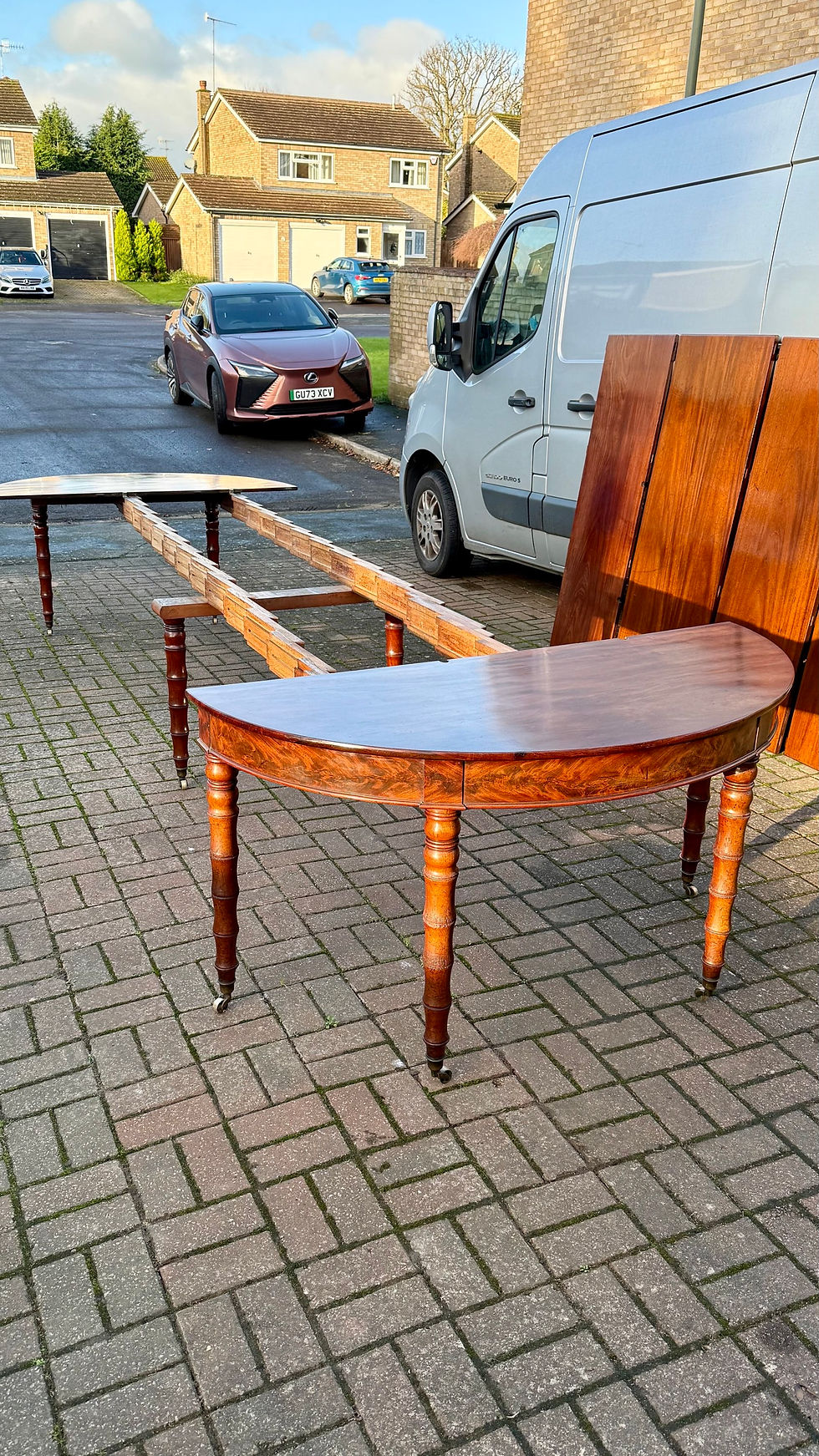 Thumbnail: French Louise Phillipe Mahogany Extending Dining Table With 6 Leaves.