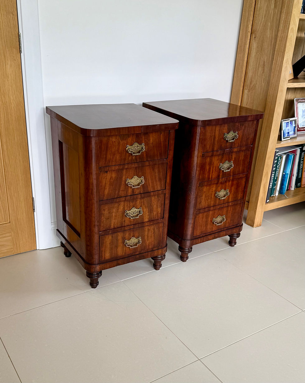 Thumbnail: Fully Restored Pair Of French Mahogany Bedside Chests 