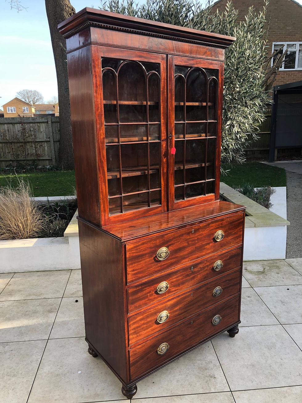 Thumbnail: Late Regency Mahogany Secretaire Bookcase