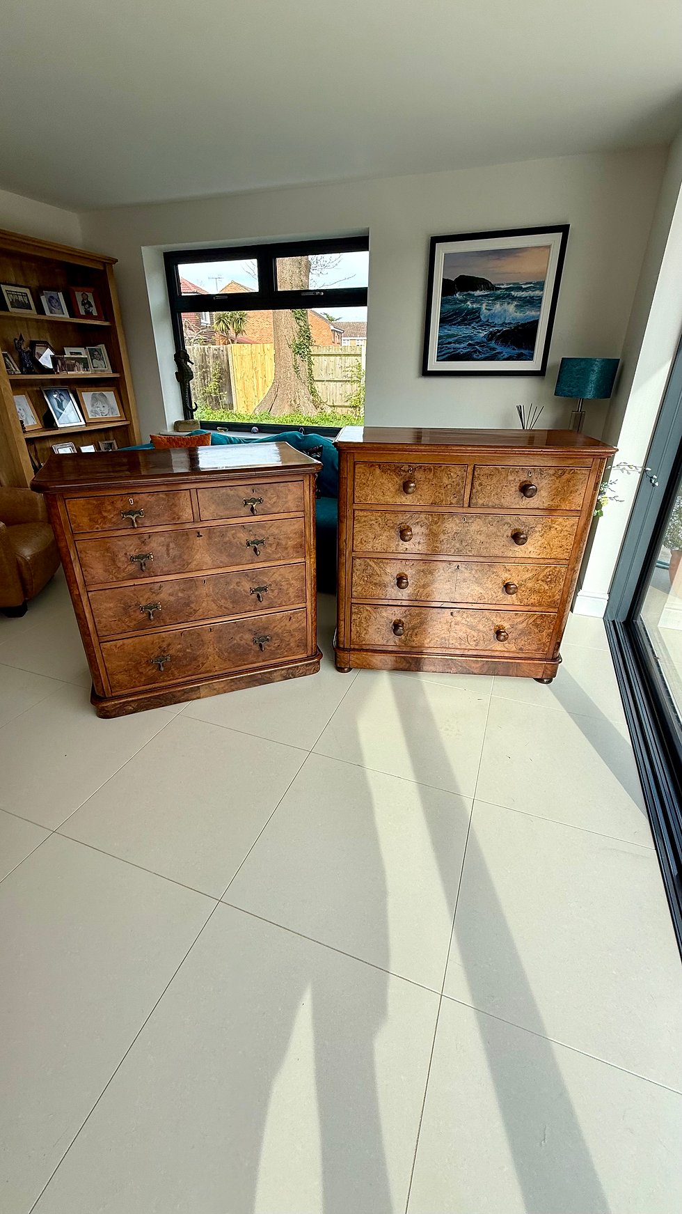 Thumbnail: Fully Restored Victorian Burr Walnut Chest of Drawers 