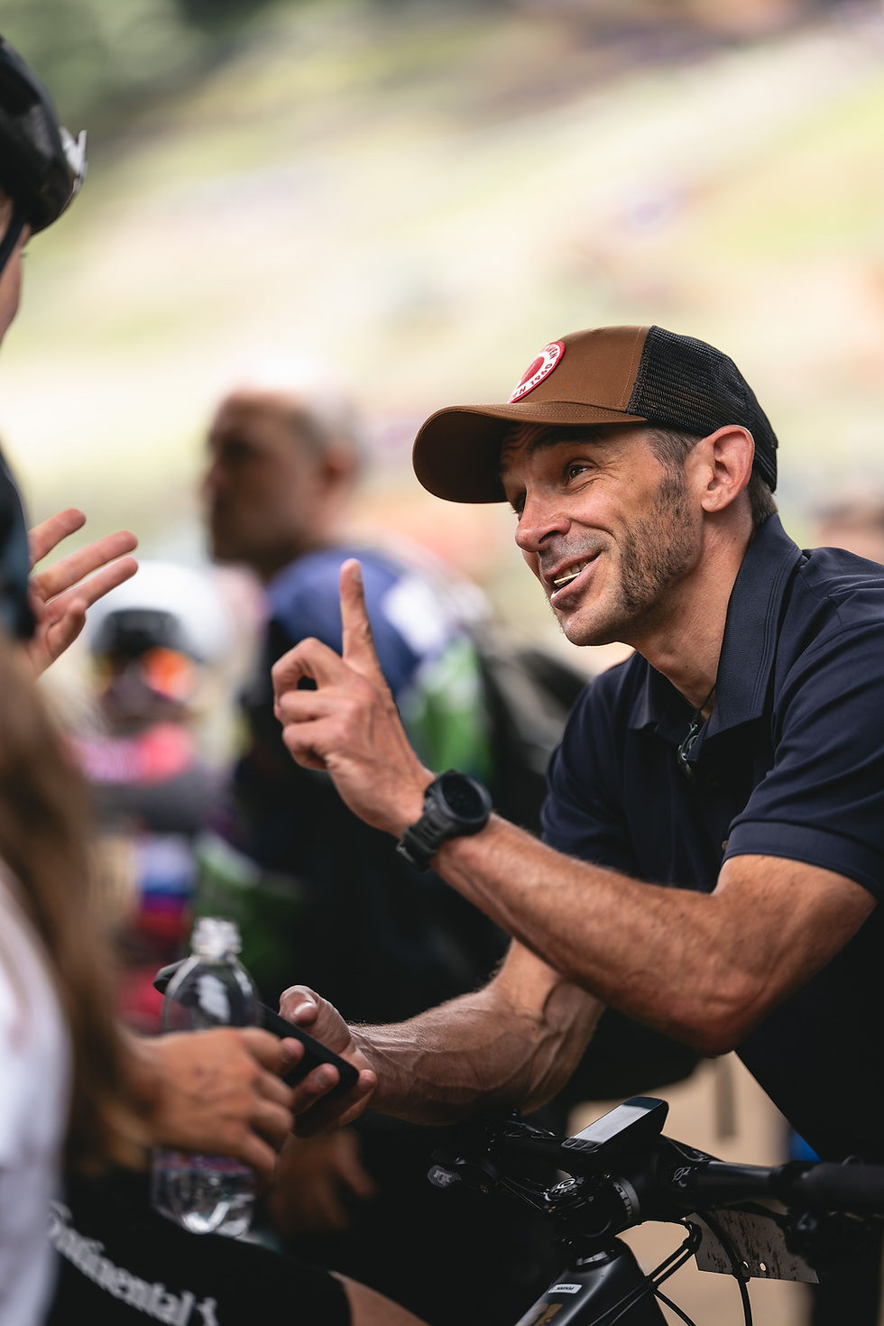 James Brickell waving finger at sports event
