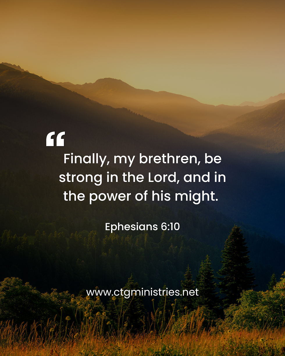 Ephesians 6:10 is a powerful reminder that our strength does not come from ourselves but from the Lord. In a world that often demands self-reliance and personal grit, this verse redirects our focus to divine empowerment. Paul’s exhortation to “be strong in the Lord and in his mighty power” is not a call to muster up courage from within, but an invitation to lean fully into the limitless strength of God. It’s the opening to a passage about spiritual warfare, signaling that the battles we face—whether internal struggles, external pressures, or unseen spiritual forces—require more than human effort. God’s power is not just comforting; it is active, victorious, and available to us. When we feel weak, overwhelmed, or inadequate, this verse reminds us that we are not alone and that we have access to a strength that surpasses all understanding. To live in this truth is to walk with confidence, not in our own ability, but in the assurance that God fights with us and for us.