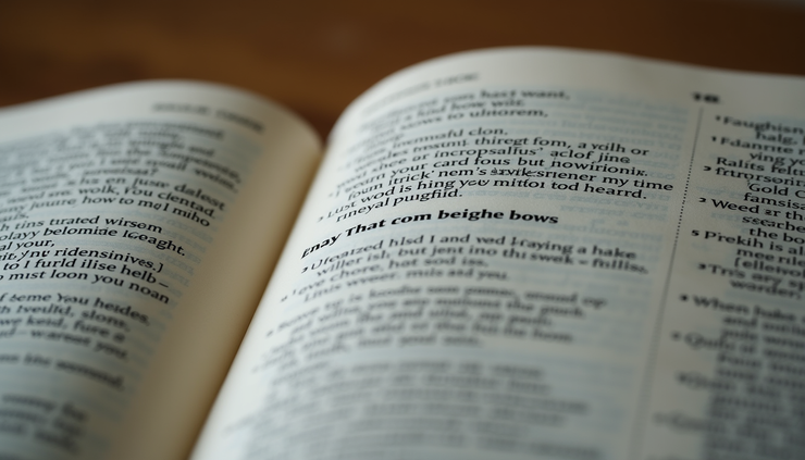 Close-up view of an open Bible with highlighted verses about wisdom and fellowship