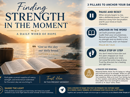 Finding strength in the moment means trusting God for today, one step at a time.